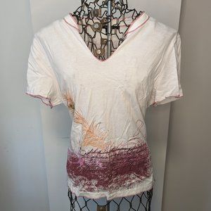 Indigo Palms art print / peacock feather top - Iridescent - XL